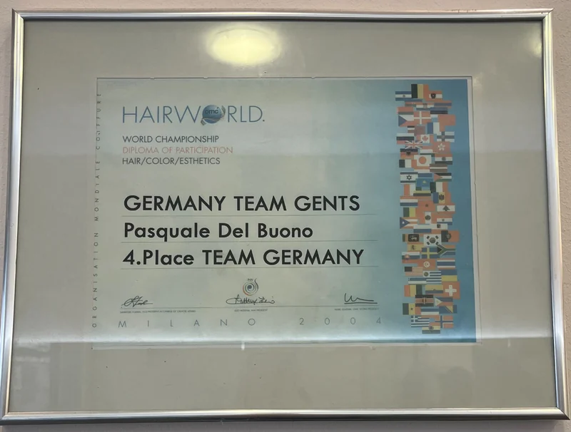 Urkunde World Champion Milano · 2004 · 4. Platz